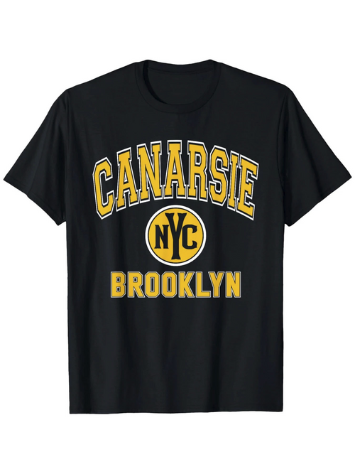 Men's Graphic T-Shirt Canarsie NYC Brooklyn Collegiate Letter Style Graphic Typography T Shirt