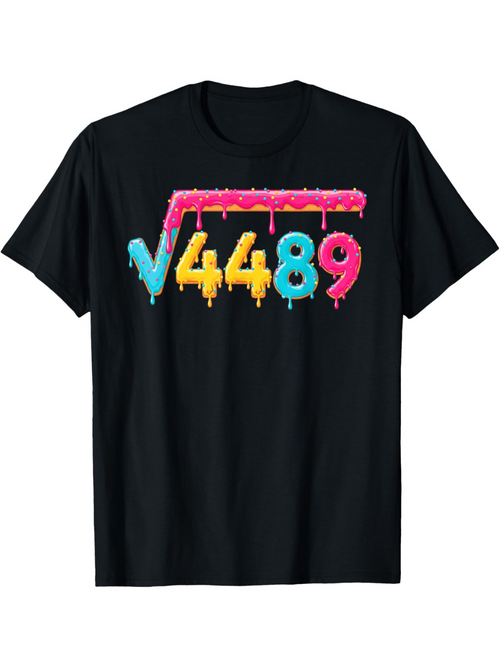 Men's Graphic T-Shirt Colorful Melting Numbers With Vibrant Ice Cream Dripping Effect Equation