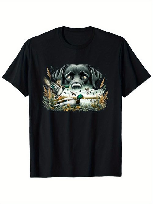 Men's Graphic T-Shirt Majestic Retriever Watching Over Marshland With Flying Ducks