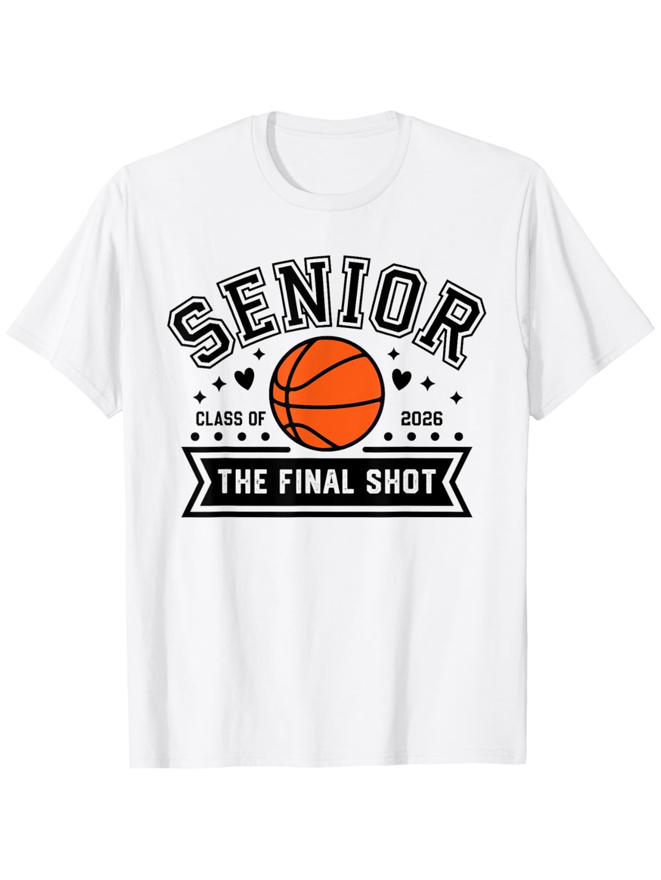 Men's Graphic T-Shirt Senior The Final Shot Basketball Surrounded By Hearts And Graduation Year