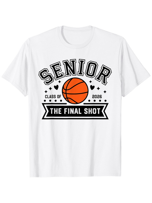 Men's Graphic T-Shirt Senior The Final Shot Basketball Surrounded By Hearts And Graduation Year