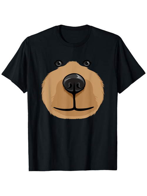 Men's Graphic T-Shirt Cartoon Style Soft Brown Face With Playful Animal Eyes Bear