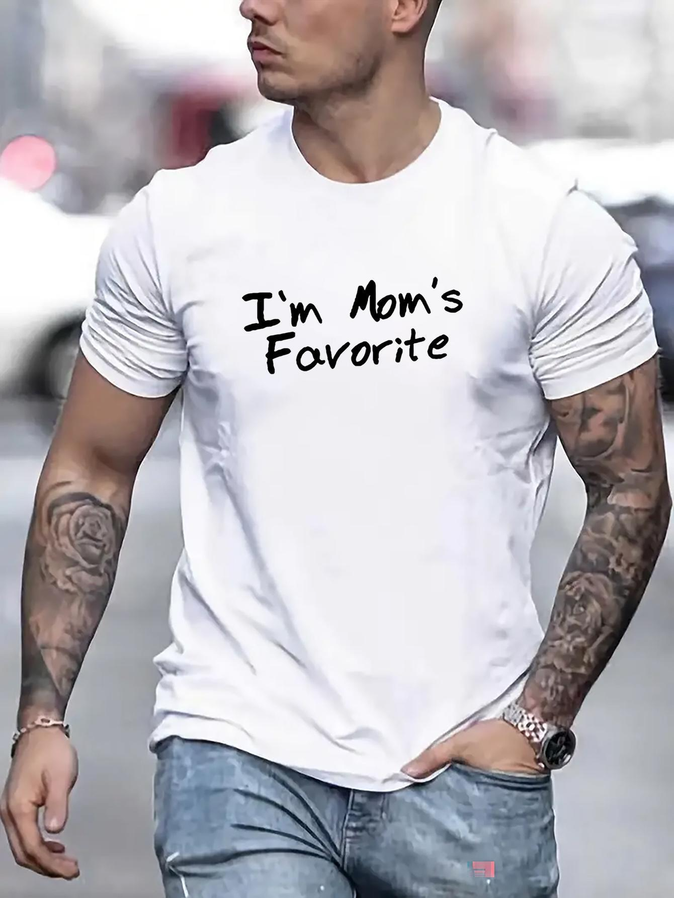 Men's Graphic T-Shirt Im Moms Favorite Playful Handwritten Text On Simple White Shirt