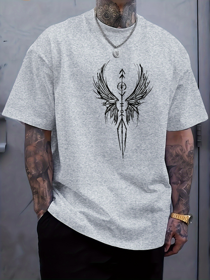 Men's Graphic T-Shirt Intricate Symmetrical Wings With Tribal Ink Style Symbol
