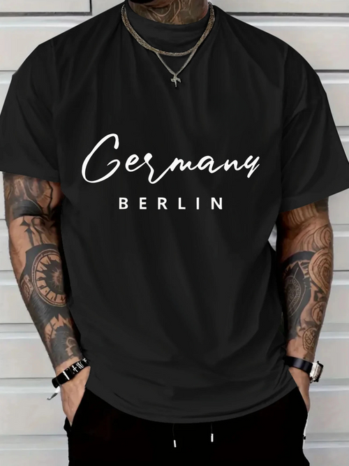 Men's Graphic T-Shirt Germany Berlin Bold Script With Modern Typography Lettering