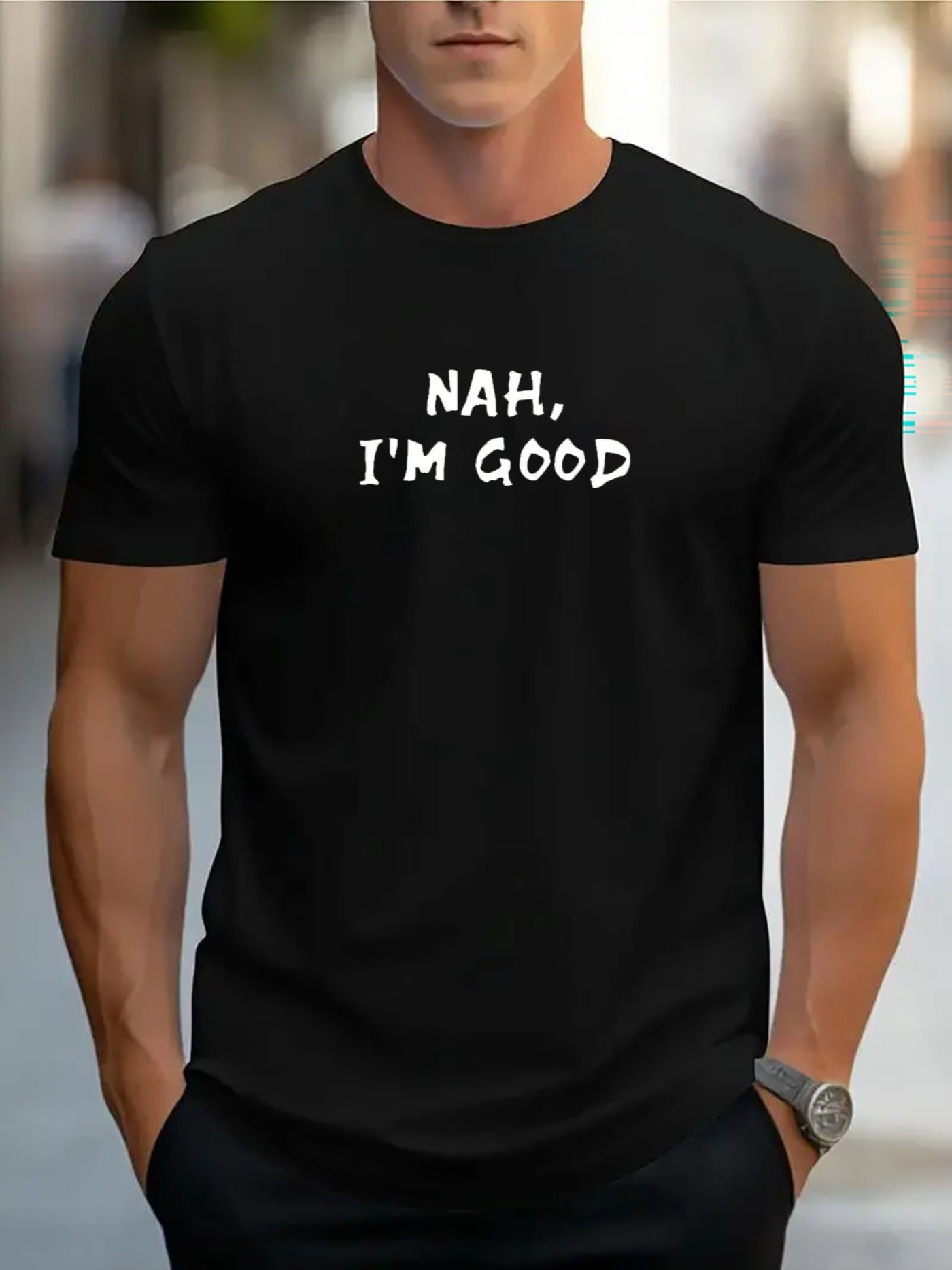 Men's Graphic T-Shirt Nah Im Good Bold Hand Drawn Lettering Statement T Shirt