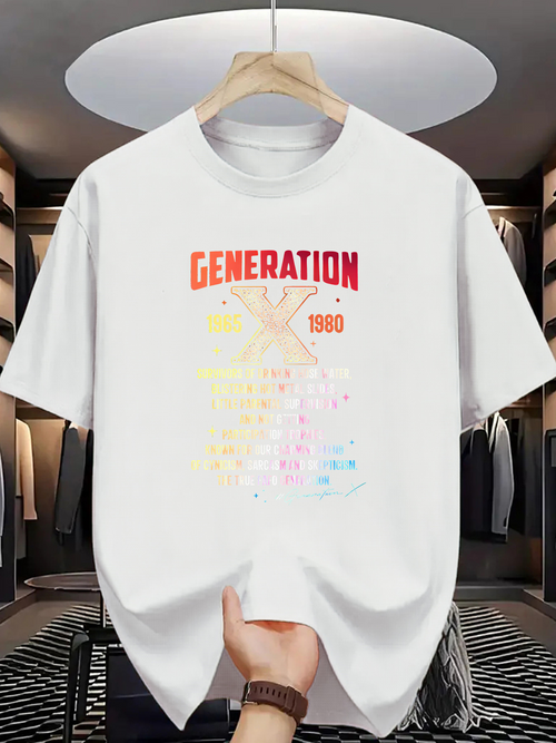Men's Graphic T-Shirt Generation 1980 Colorful Abstract Lines With Retro Effects T Shirt