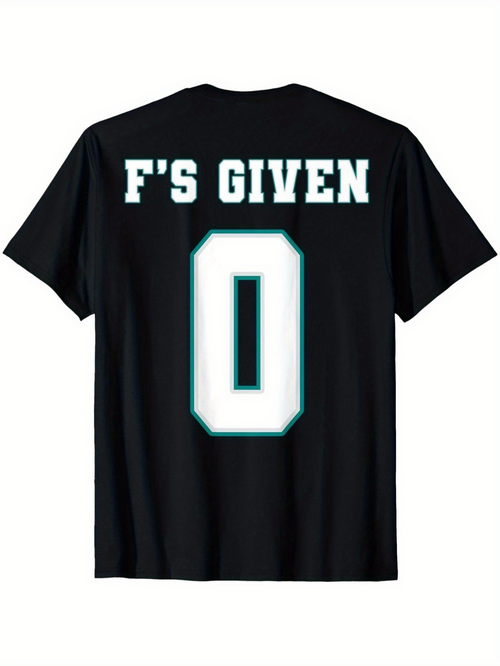 Men's Graphic T-Shirt Fs Given Zero Varsity Bold Typeface Black Shirt