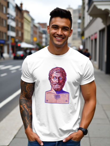 Men's Graphic T-Shirt Purple Speckle Pattern Ancient Marble Bust Sculpture