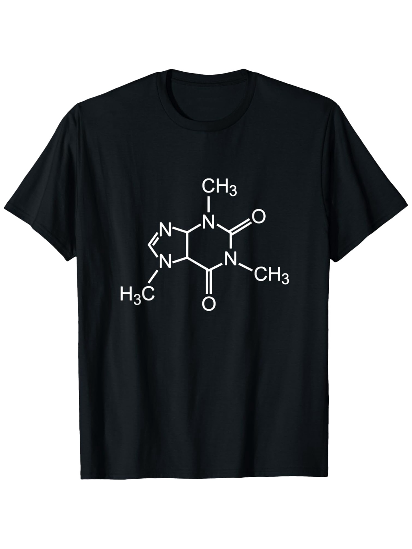 Men's Graphic T-Shirt Minimalist Chemical Structure With Molecular Bonding Diagram Caffeine Molecule