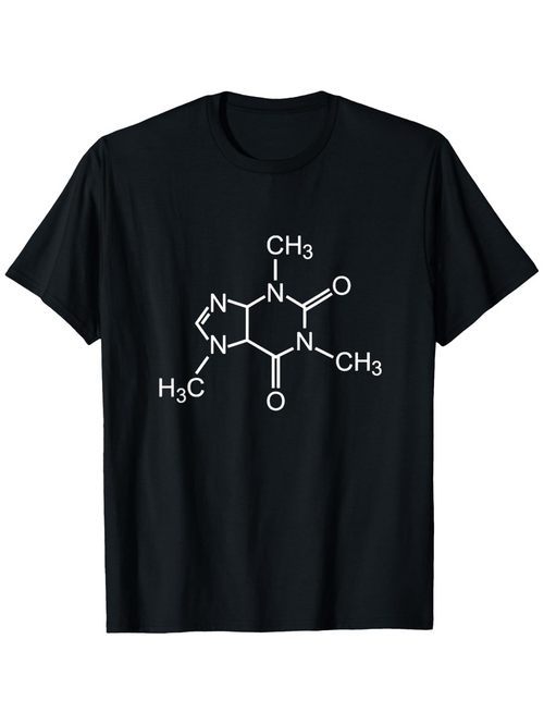 Men's Graphic T-Shirt Minimalist Chemical Structure With Molecular Bonding Diagram Caffeine Molecule