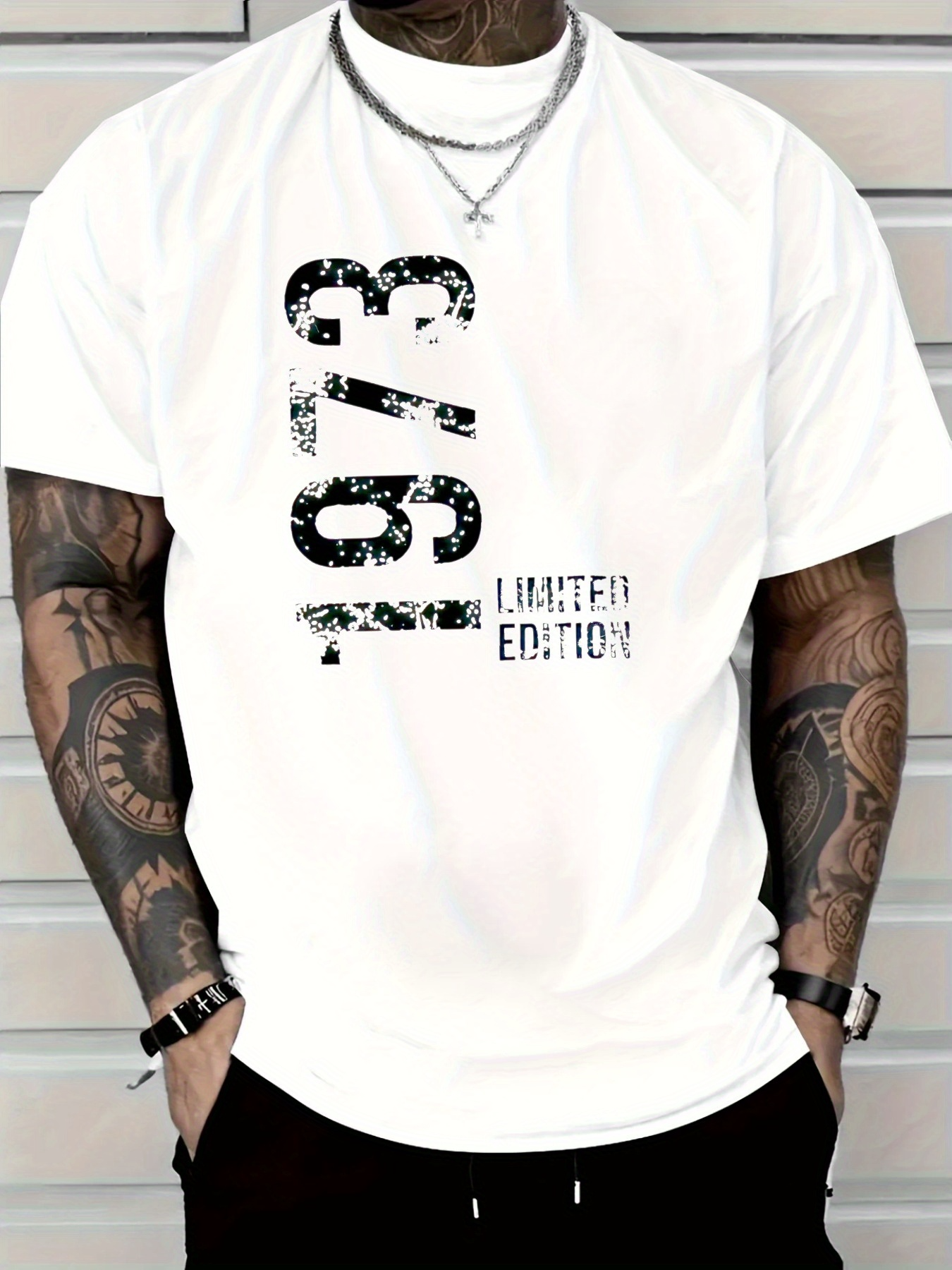 Men's Graphic T-Shirt Grunge Numbers With Urban Graffiti Effect Limited Edition Shirt
