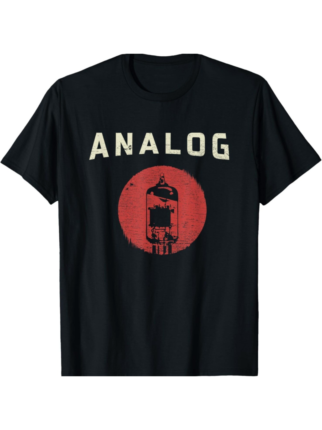 Men's Graphic T-Shirt Analog Vintage Electronic Tube Design With Red Circle Centerpiece