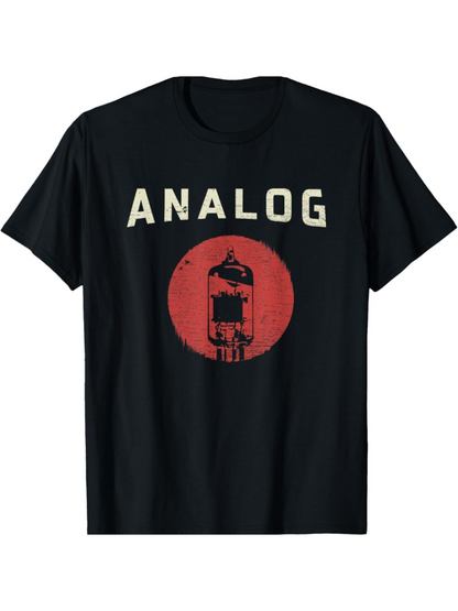 Men's Graphic T-Shirt Analog Vintage Electronic Tube Design With Red Circle Centerpiece