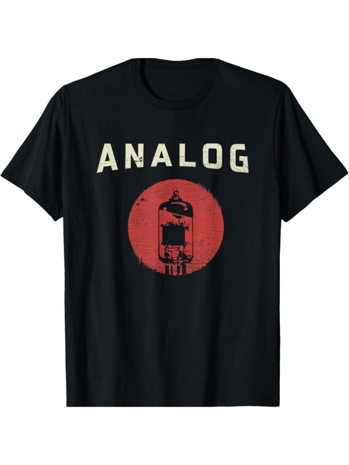 Men's Graphic T-Shirt Analog Vintage Electronic Tube Design With Red Circle Centerpiece
