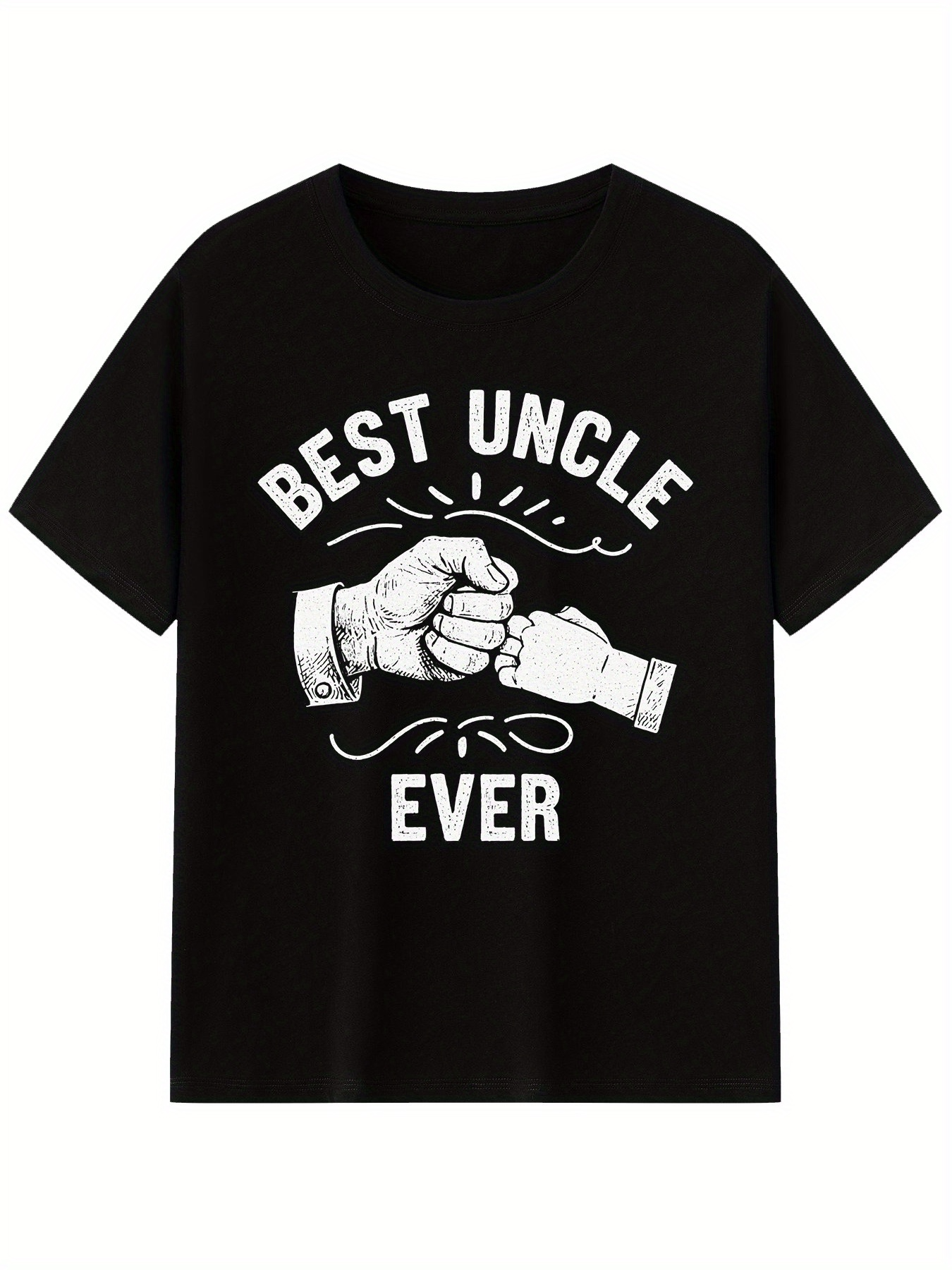 Men's Graphic T-Shirt Best Uncle Ever With Cartoon Hands Fist Bumping On Black Shirt