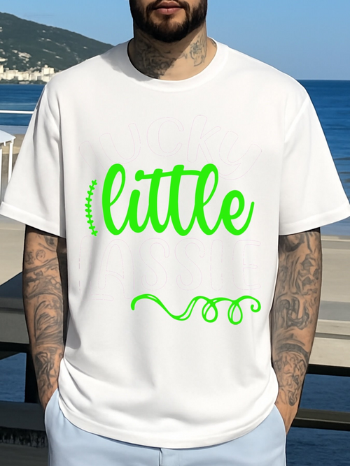 Men's Graphic T-Shirt Neon Green Letters With Whimsical Curves Among Sunlit Breeze Little