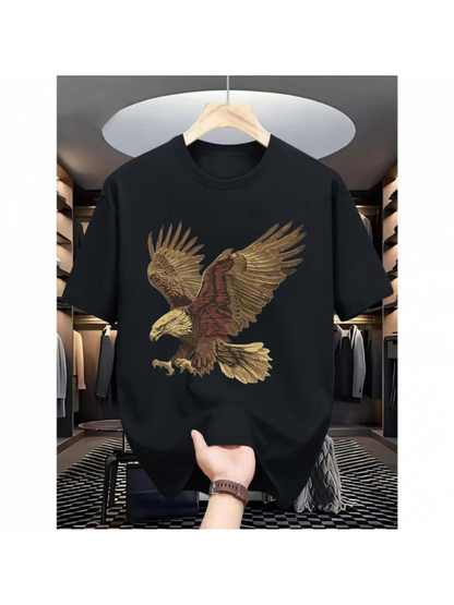 Men's Graphic T-Shirt Majestic Wilderness Eagle Soaring Among Painted Feathers And Open Wings