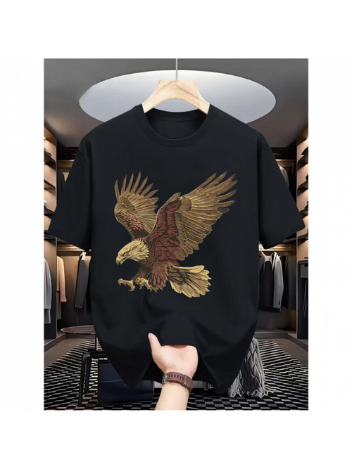 Men's Graphic T-Shirt Majestic Wilderness Eagle Soaring Among Painted Feathers And Open Wings