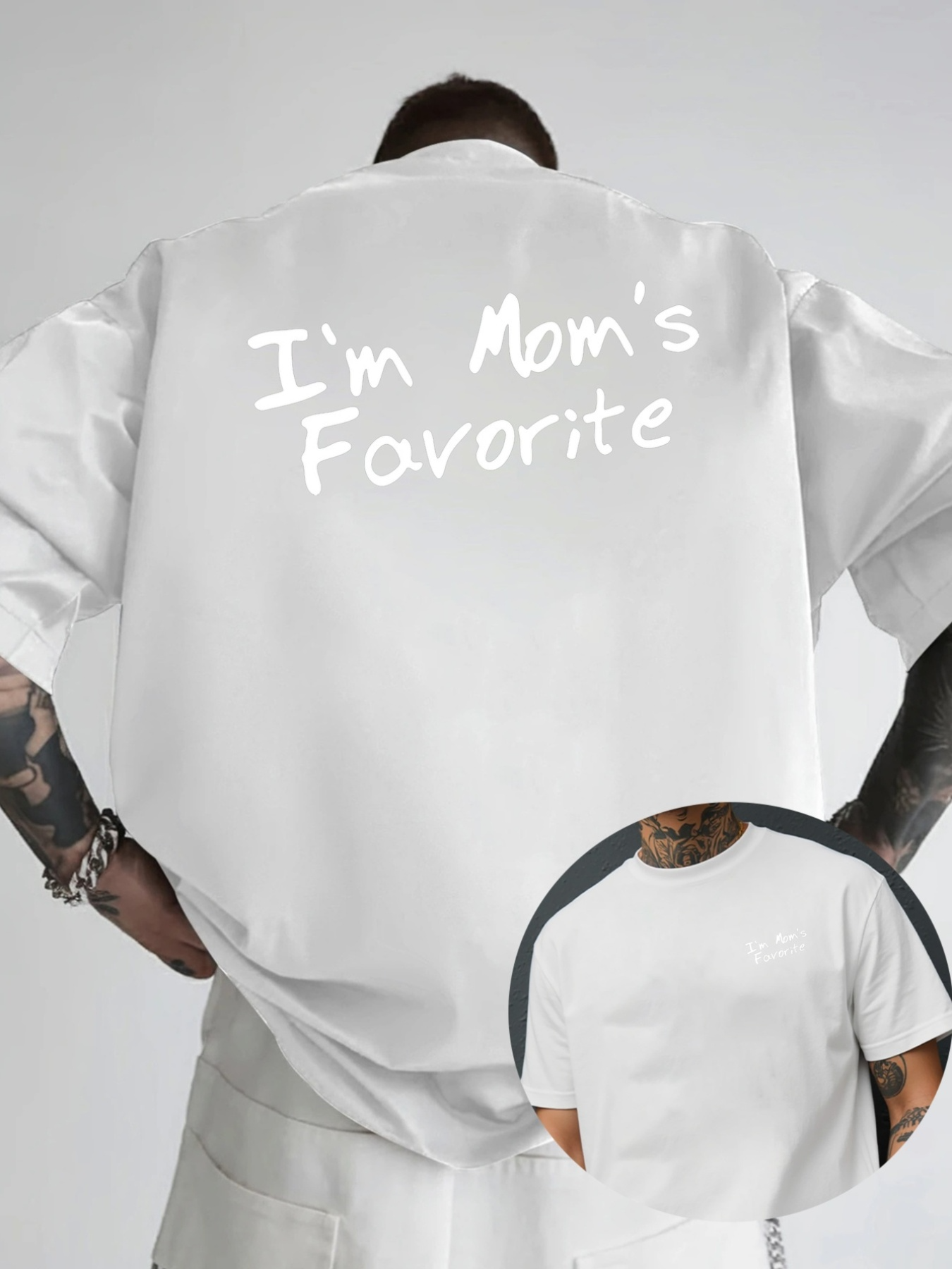 Men's Graphic T-Shirt Im Moms Favorite Statement Lettering On Casual White T Shirt