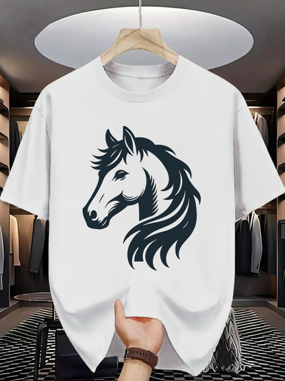 Men's Graphic T-Shirt Artistic Graceful Flowing Mane Horse Portrait