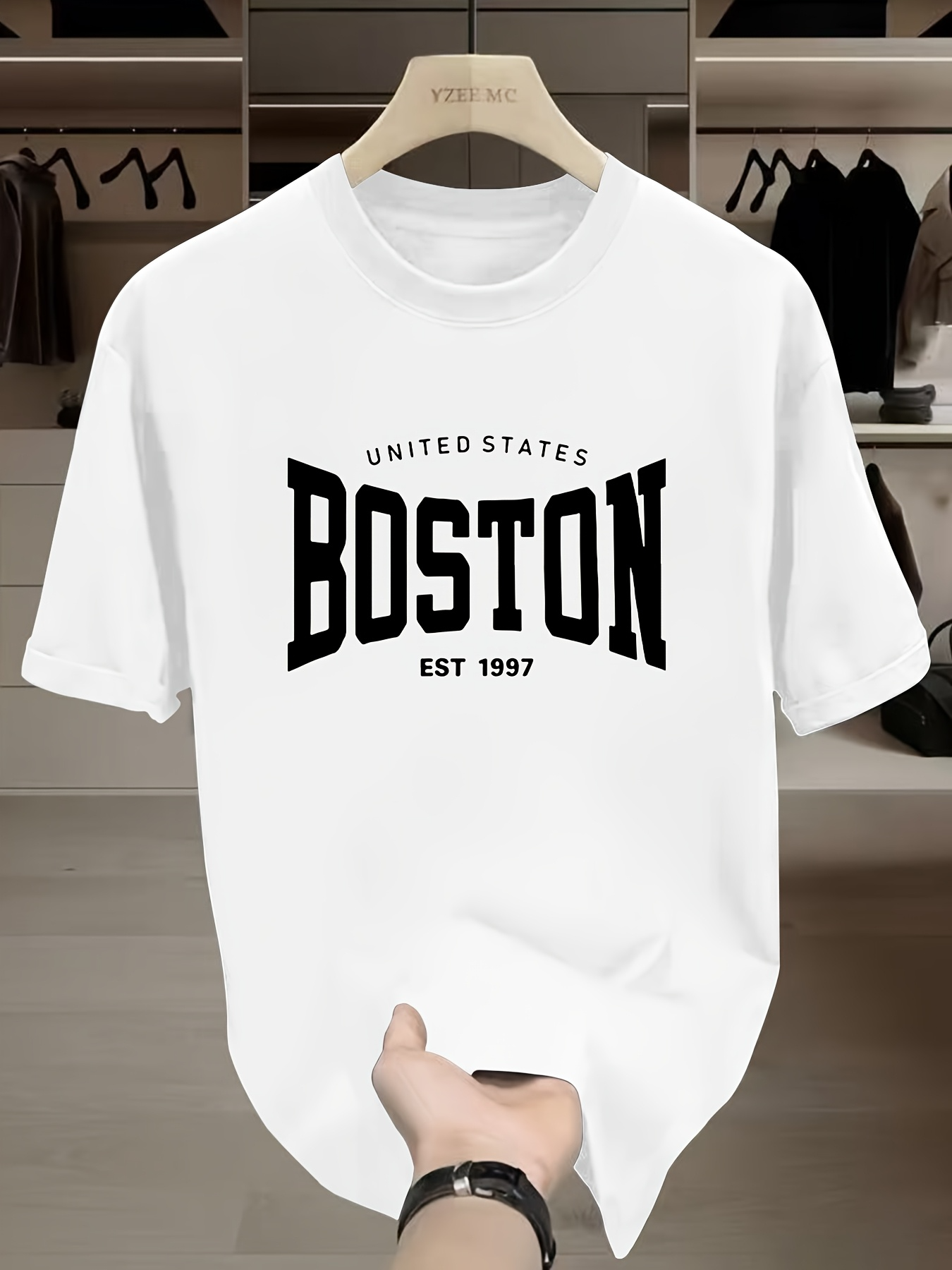 Men's Graphic T-Shirt United States Bold Graphic Text With Heritage Year Boston