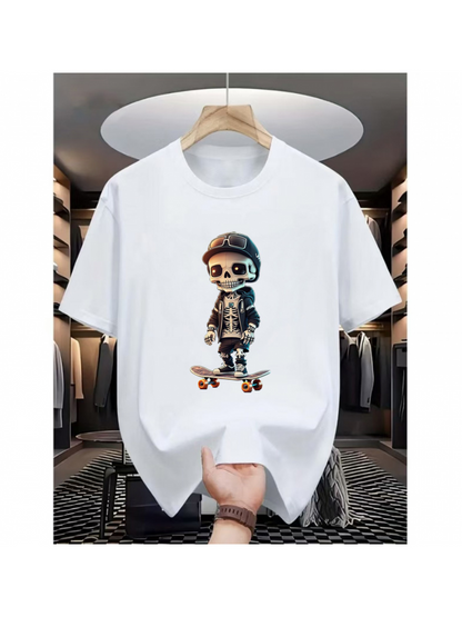 Men's Graphic T-Shirt Urban Cool With Helmet And Skateboard Youth Boy