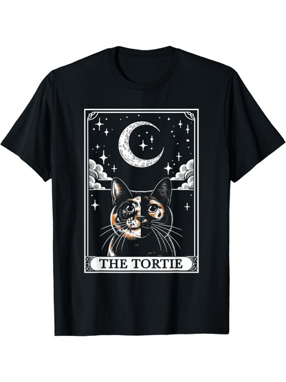 Men's Graphic T-Shirt The Tortie Mystical Night With Clouds Stars Crescent Moon Cat