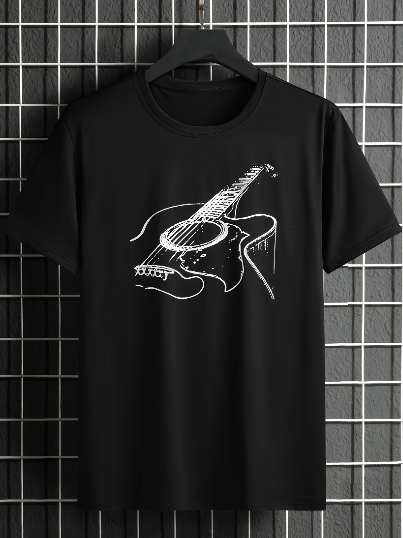 Men's Graphic T-Shirt Artistic Lines Forming Melodic Strings Guitar In Abstract Motion Guitar