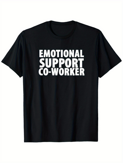 Men's Graphic T-Shirt Emotional Support Coworker Bold White Letters On Black T Shirt