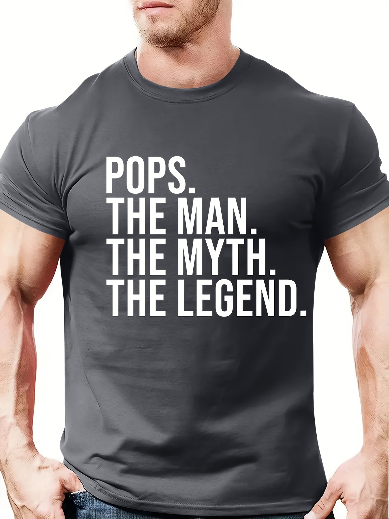 Men's Graphic T-Shirt Pops The Man The Myth The Legend Bold Statement Typography T Shirt