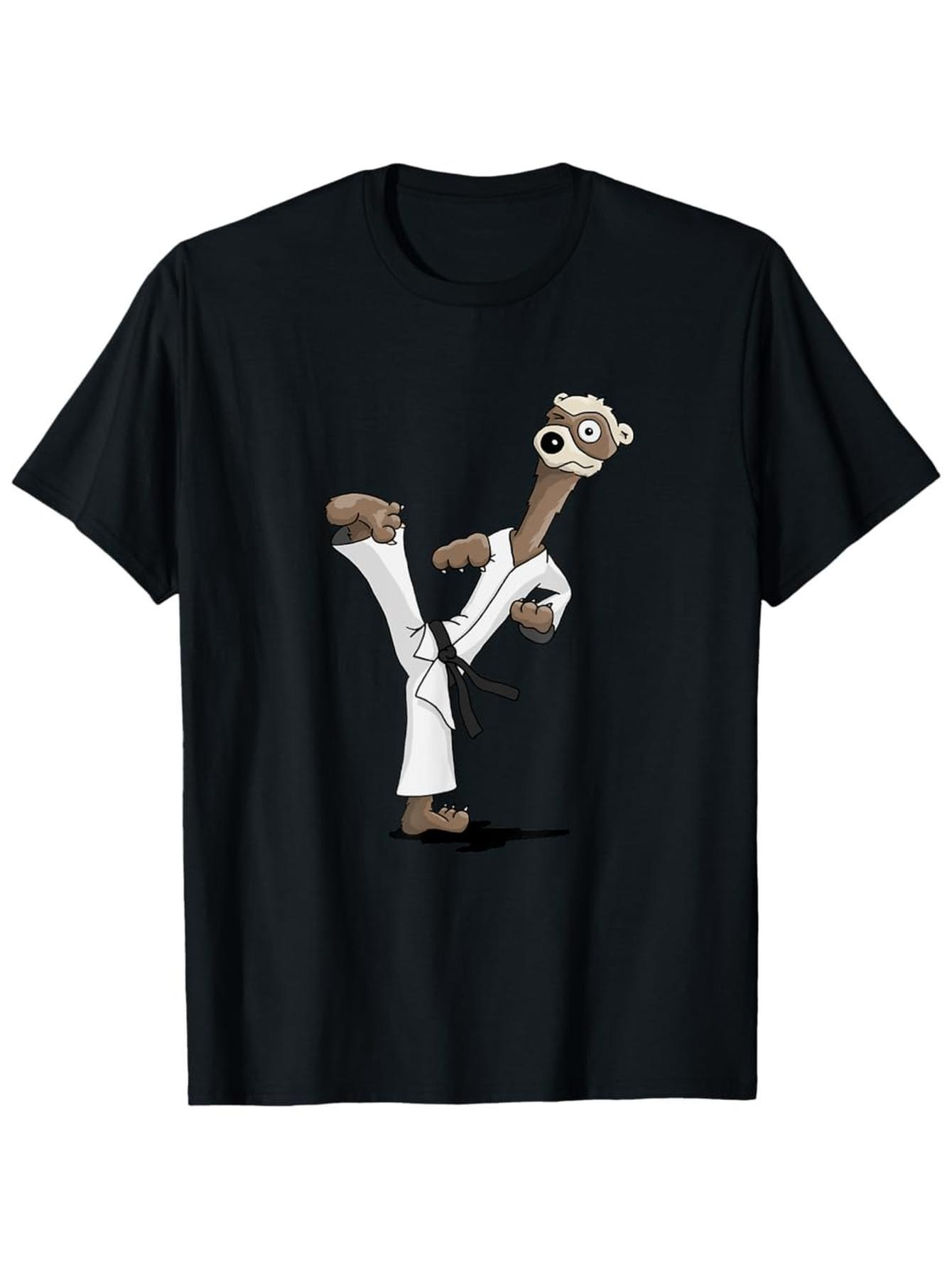 Men's Graphic T-Shirt Cartoon Otter Practicing Karate In White Uniform Standing Calmly Otter
