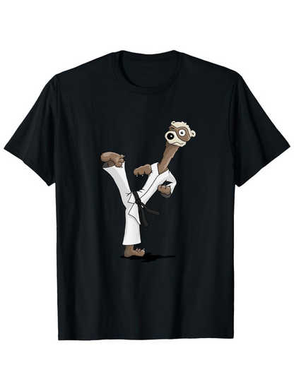 Men's Graphic T-Shirt Cartoon Otter Practicing Karate In White Uniform Standing Calmly Otter