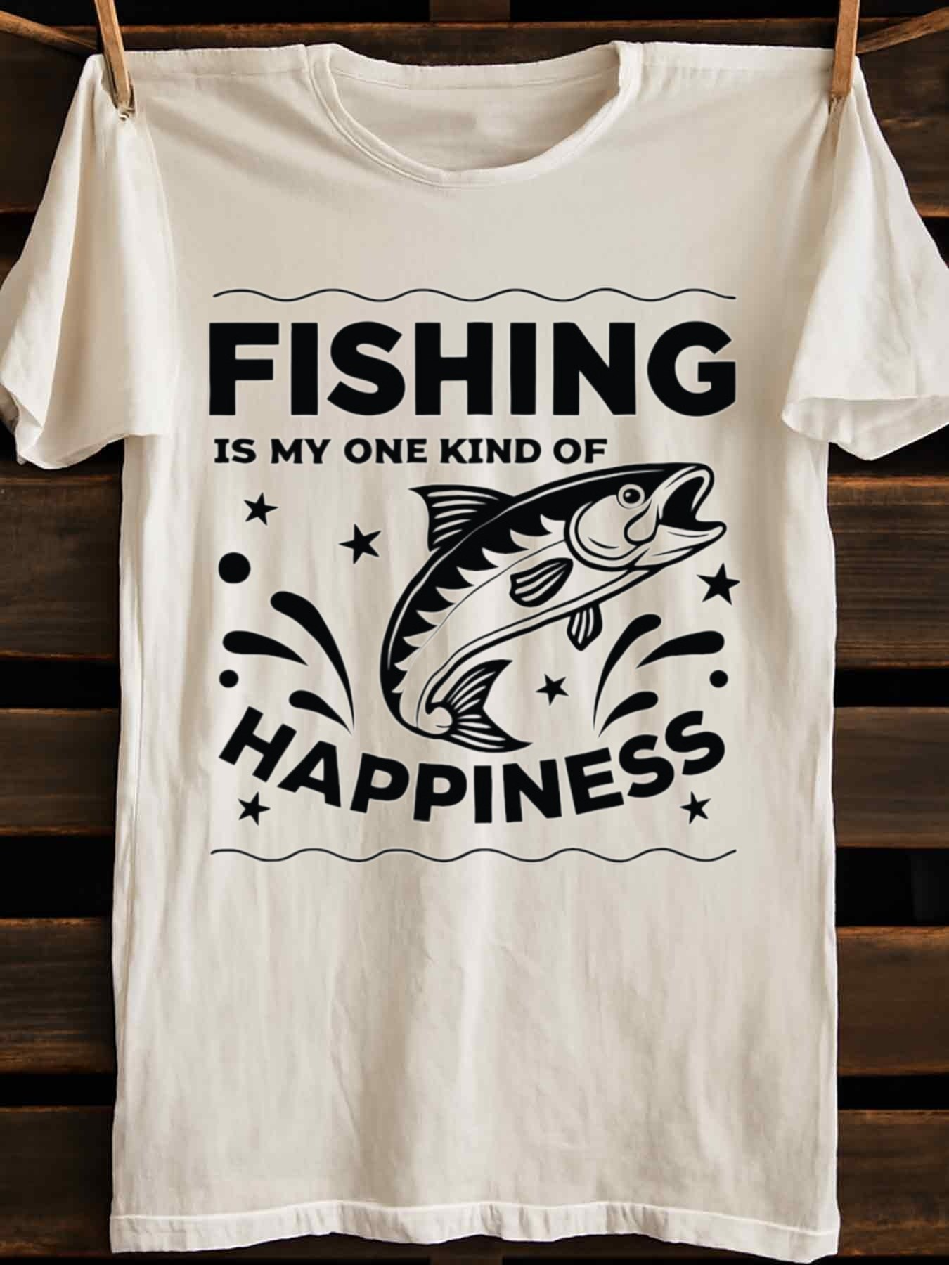 Men's Graphic T-Shirt Fishing Is My One Kind Of Happiness Splashing Water With Energetic Jumping Fish