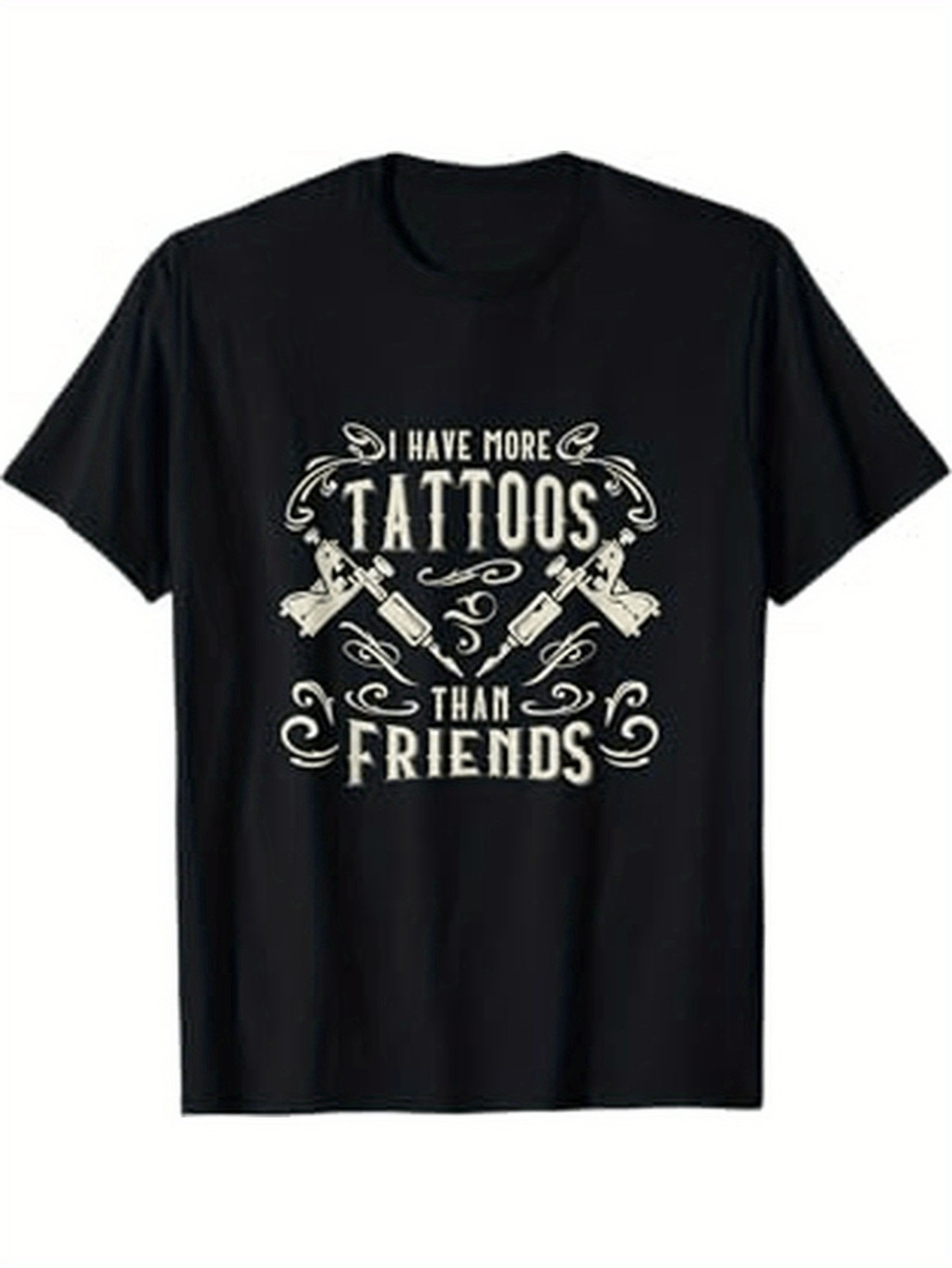 Men's Graphic T-Shirt I Have More Tattoos Than Friends Vintage Tattoo Machine Graphic Shirt
