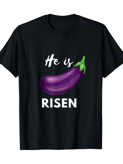 Men's Graphic T-Shirt He Is Risen Humorous Purple Eggplant Graphic Tee