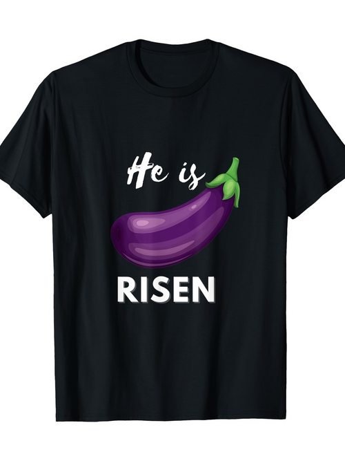 Men's Graphic T-Shirt He Is Risen Humorous Purple Eggplant Graphic Tee