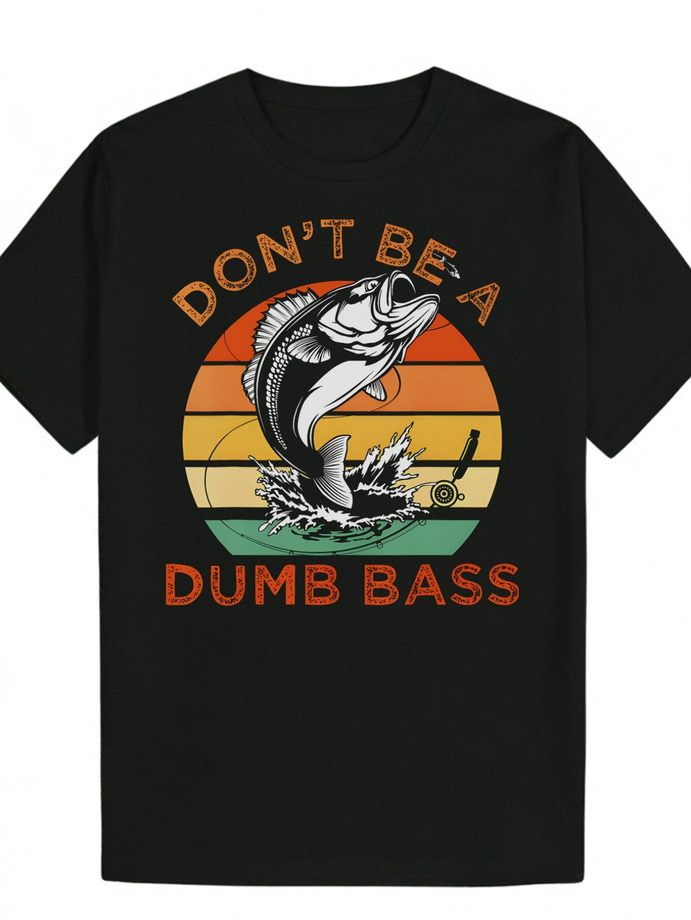 Men's Graphic T-Shirt Dont Be A Dumb Bass Vintage Sunrise Water Splashing Fishing Bass