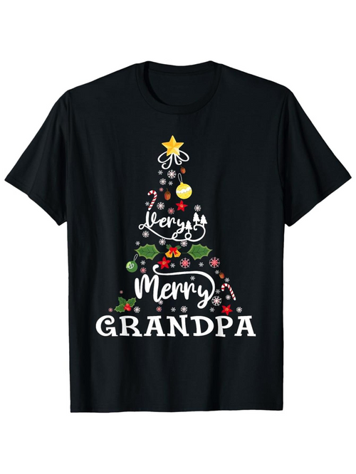Men's Graphic T-Shirt Let It Be Merry Christmas Tree For Grandpa