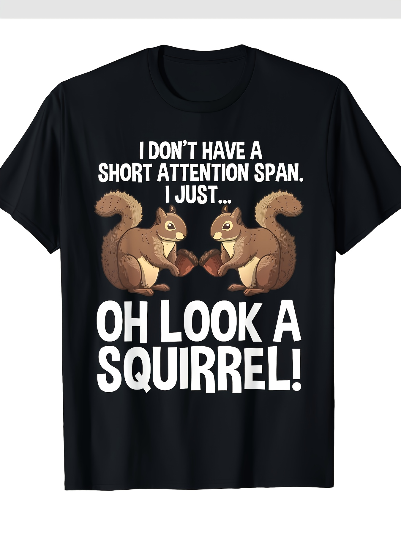 Men's Graphic T-Shirt Short Attention Span With Playful Squirrels Facing Each Other Squirrel
