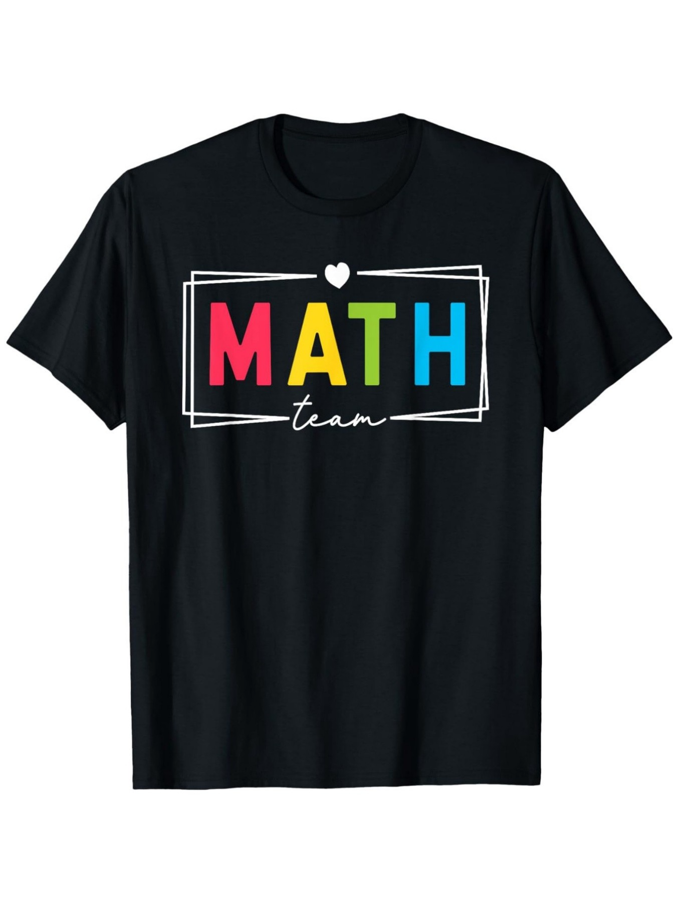 Men's Graphic T-Shirt Colorful Letters With Simple Heart And Framed Math Team Text