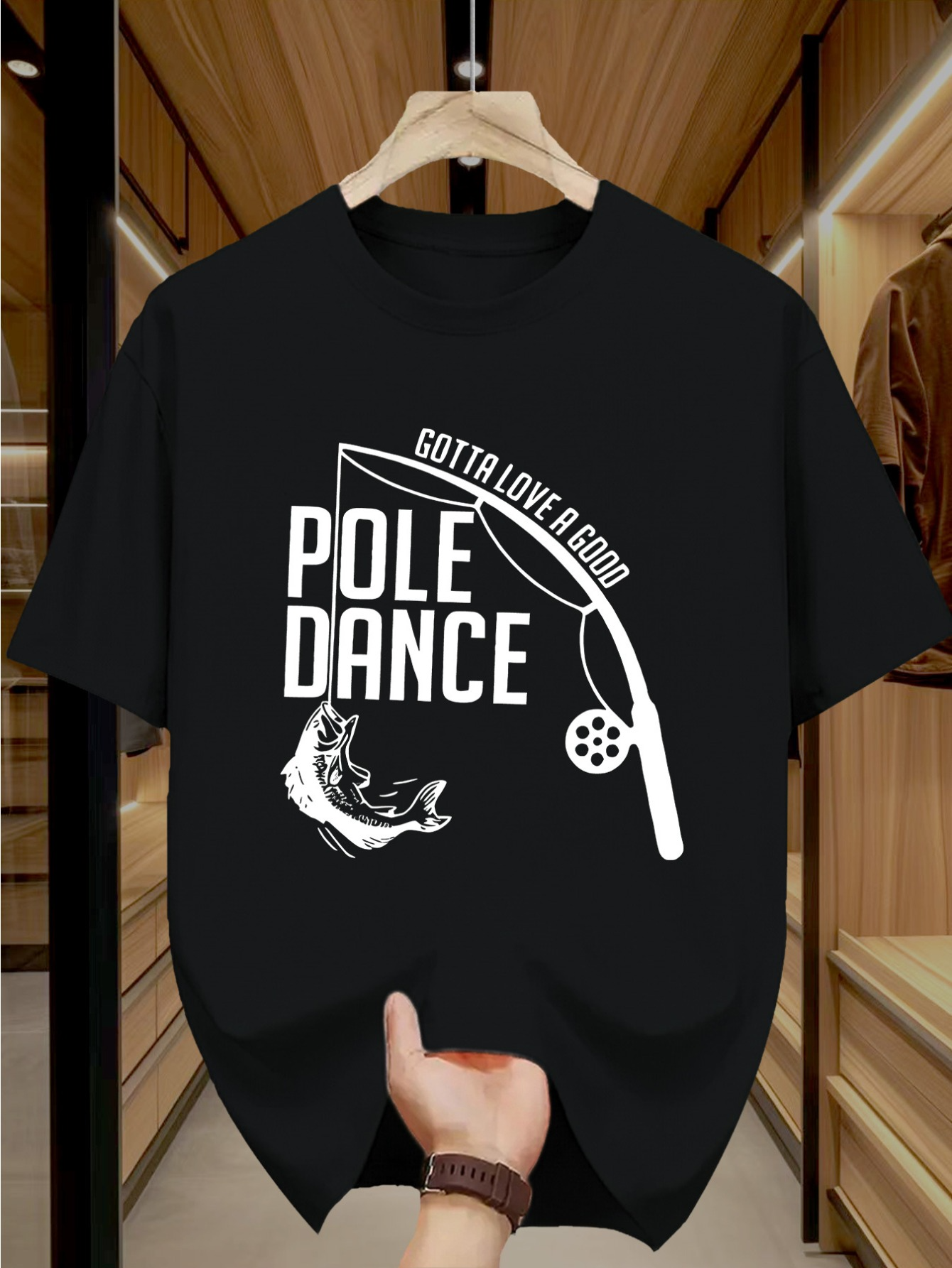 Men's Graphic T-Shirt Gotta Love A Good Pole Dance With Leaping Fish Design Rod