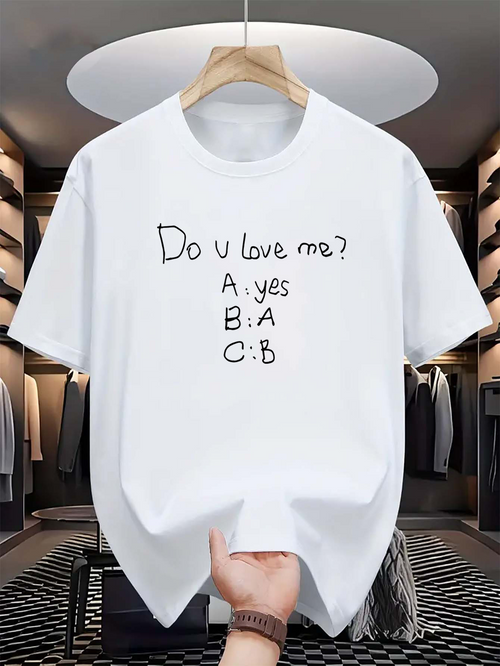 Men's Graphic T-Shirt Do You Love Me Simple Handwritten Lettering With Playful Quiz Theme T Shirt