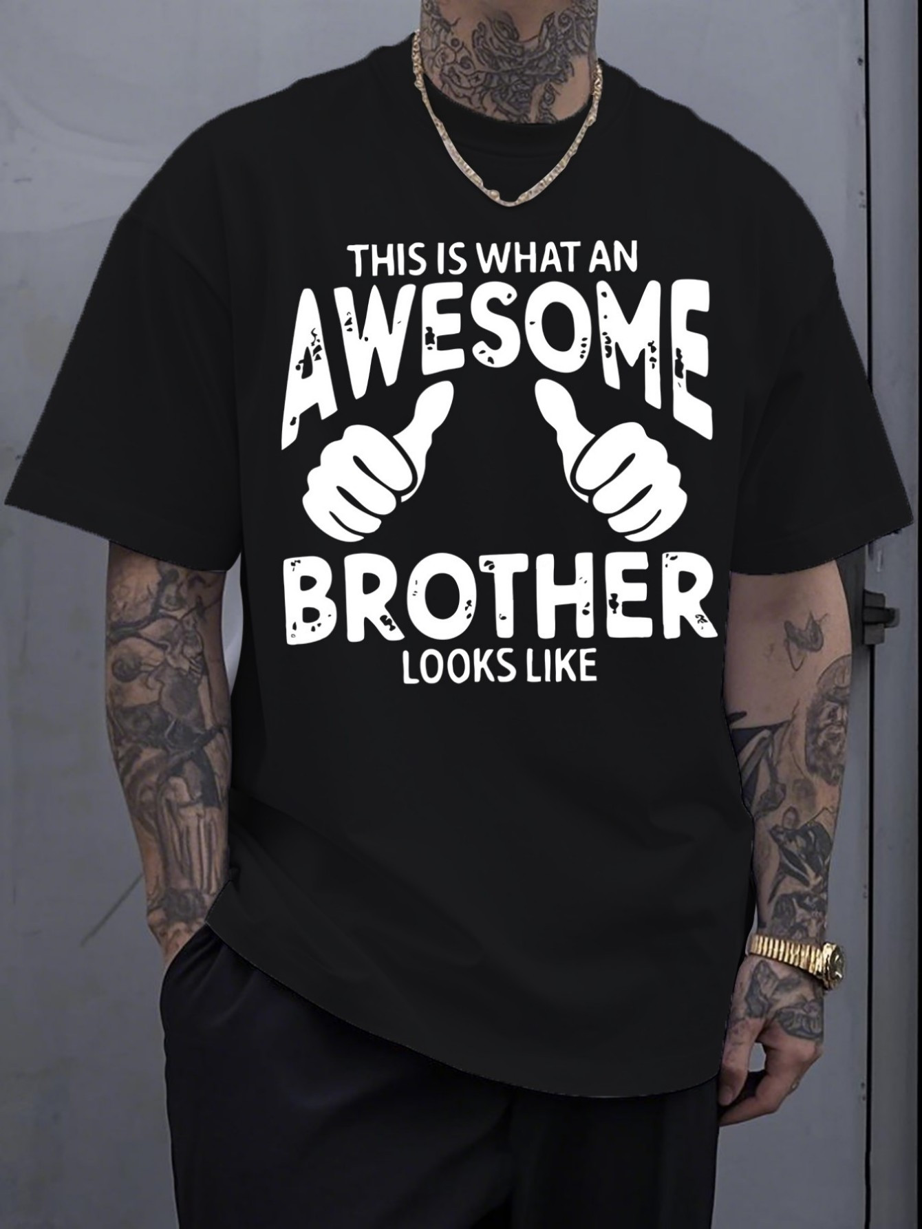 Men's Graphic T-Shirt This Is What An Awesome Brother Looks Like With Playful Hand Gesture Graphic