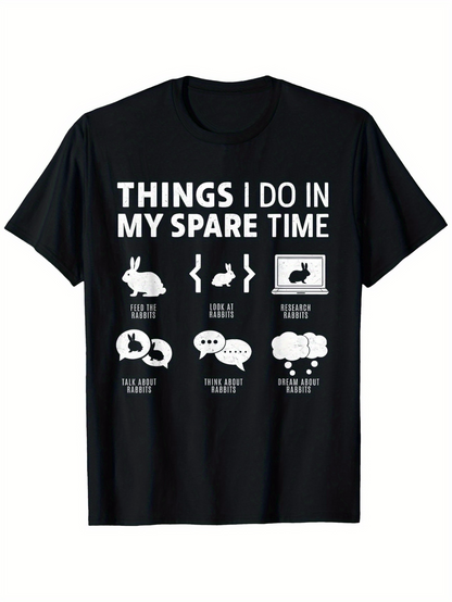 Men's Graphic T-Shirt Things I Do In My Spare Time With Cute Rabbits And Speech Bubbles Design