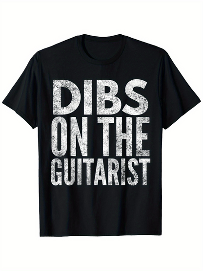 Men's Graphic T-Shirt Dibs On The Guitarist Bold Cracked Texture Graphics On Cotton T Shirt