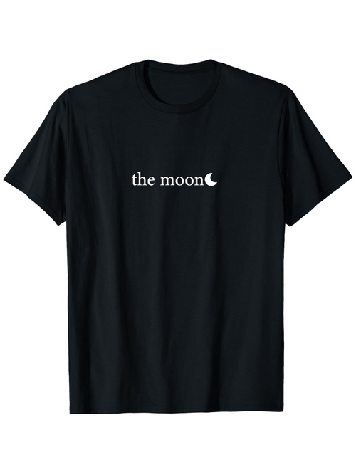 Men's Graphic T-Shirt The Moon Minimalist Crescent Design Centered On Black T Shirt