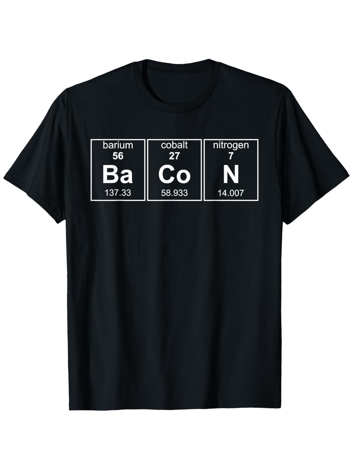 Men's Graphic T-Shirt Periodic Table Inspired Typography Blocks Forming Funny Word Bacon