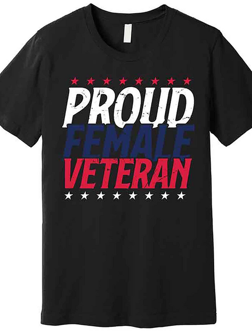 Men's Graphic T-Shirt Proud Female Veteran Bold Patriotic Lettering With Decorative Stars T Shirt