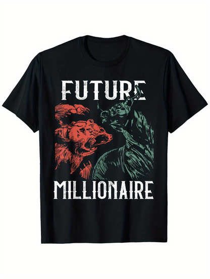 Men's Graphic T-Shirt Future Millionaire With Bold Colorful Bears Art Graphic
